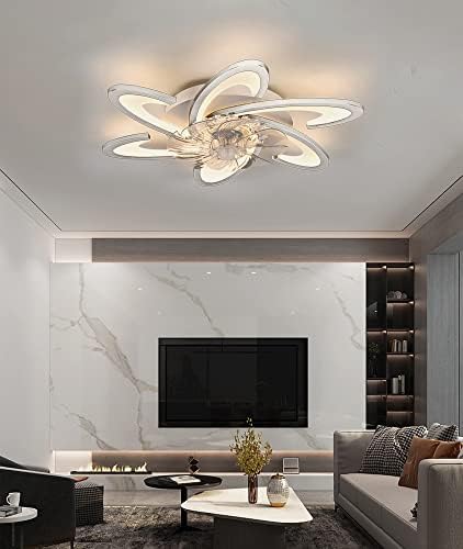 Bossen Ceiling Fan with Light, Φ67cm, 70W Quiet Modern Led Ceiling Light Fan Light with Remote Control and APP Dimmable 6 Lights for Living Room Bedroom Dining Room Ceiling Fans with Lamps (White)