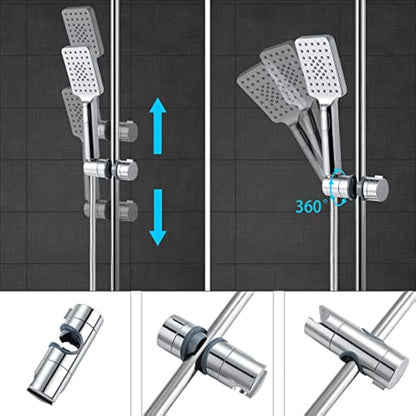 BBLIKE Shower Head Holder - 19-22mm ABS Adjustable Shower Holder Bracket, Universal Shower Head Holder Replacement for 18-25mm Slide Rod, Shower Head Accessories Parts, Chrome Plated