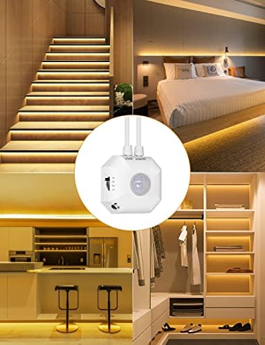Daymeet Motion Sensor LED Strip Lights, 3M Under Bed Lights Motion Activated Bedside Lamp Illumination Cupboard Kitchen Lighting Indoor Night Light Under Cabinet Light,(Warm White) NO APP