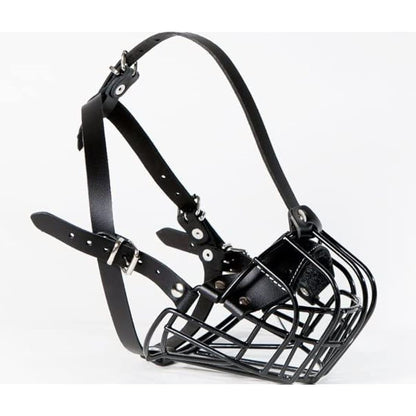 Strong Metal Wire Basket Dog Muzzle for American Bully (BA, Black leather/Black wire)