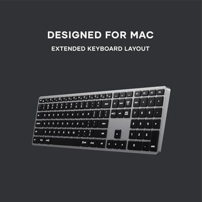 Satechi Slim X3 Bluetooth Backlit Keyboard with Numeric Keypad for Mac, Illuminated Keys & Multi-Device Sync, for Macbook Air/Pro M4, iPad Air/Pro M4, Mac Mini, iMac - Space Grey (US-QWERTY LAYOUT)