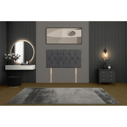 Bed Centre 3FT Single Charcoal Plush Divan Bed Base with Matching Headboard – Stylish Upholstered Platform | No Drawers | UK Made | Durable & Modern Design