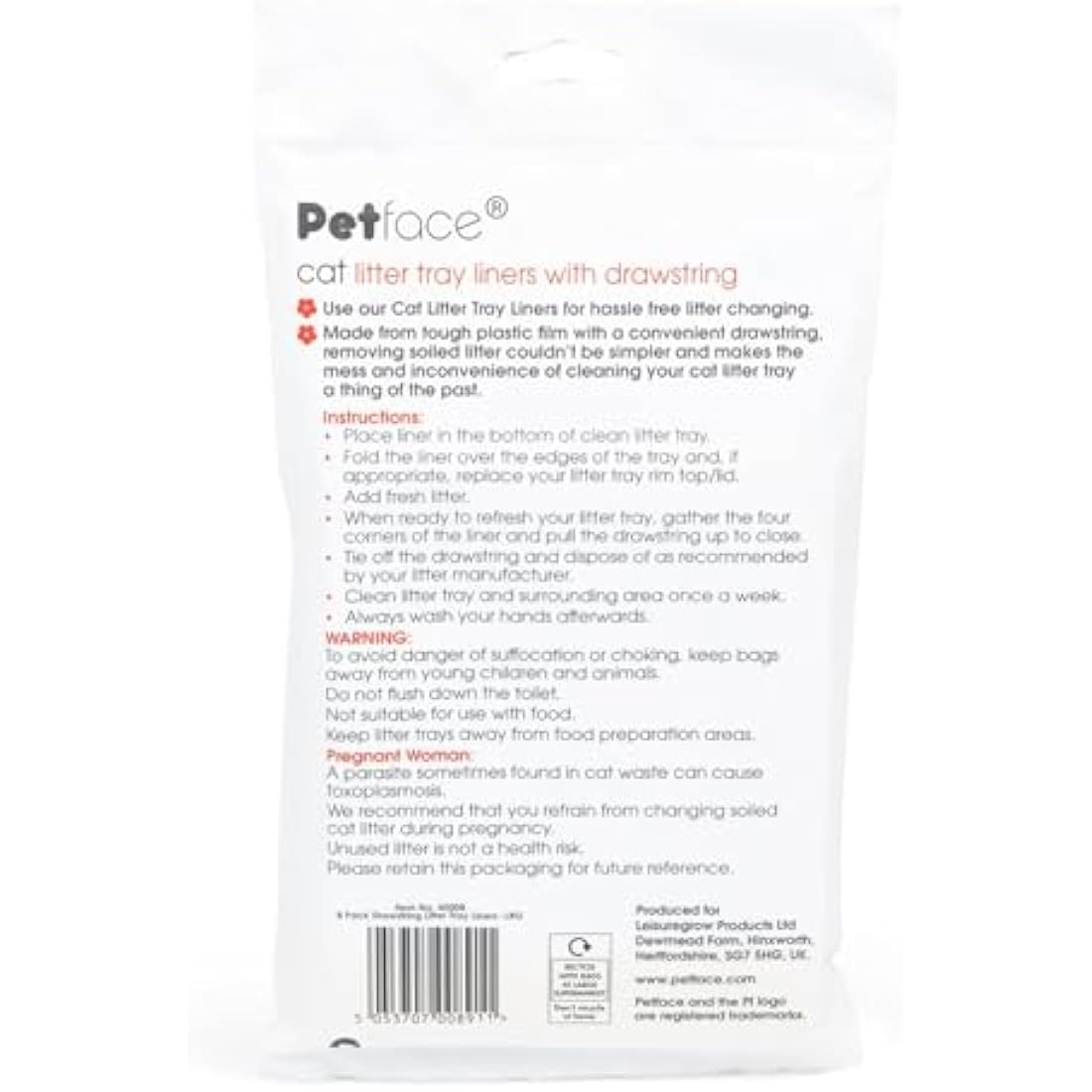 Petface Cat Litter Tray Drawstring Liners, 8 Large Liners