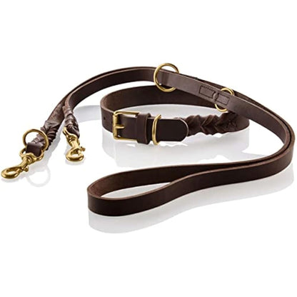 HUNTER Sansibar Solid Dog Collar Leather Heavy Duty Grippy Braided 65 (L) Dark Brown