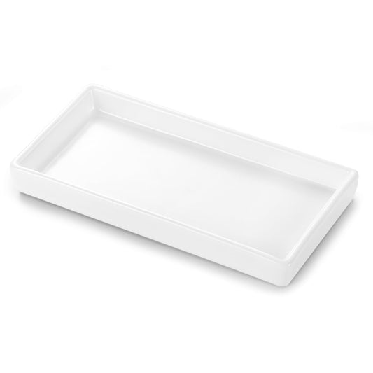 Luxspire Bathroom Vanity Tray - Mini Soap Dispenser, Small Ceramic Perfume & Jewelry Dish, Trinket & Candle Holder Rectangle Tray - Soap Dish for Bath
