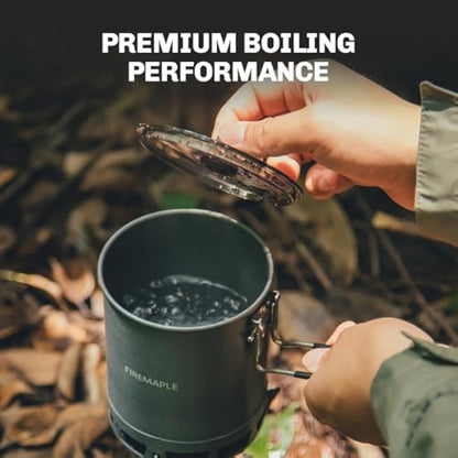 Fire-Maple Petrel 265g Ultralight Camping Cooking Set with Aluminum Pot, Greenpeak Stove, Titanium Gas Canister Stand | Fast Boiling Outdoor Cookware Kit for Backpacking Hiking Trekking Fishing