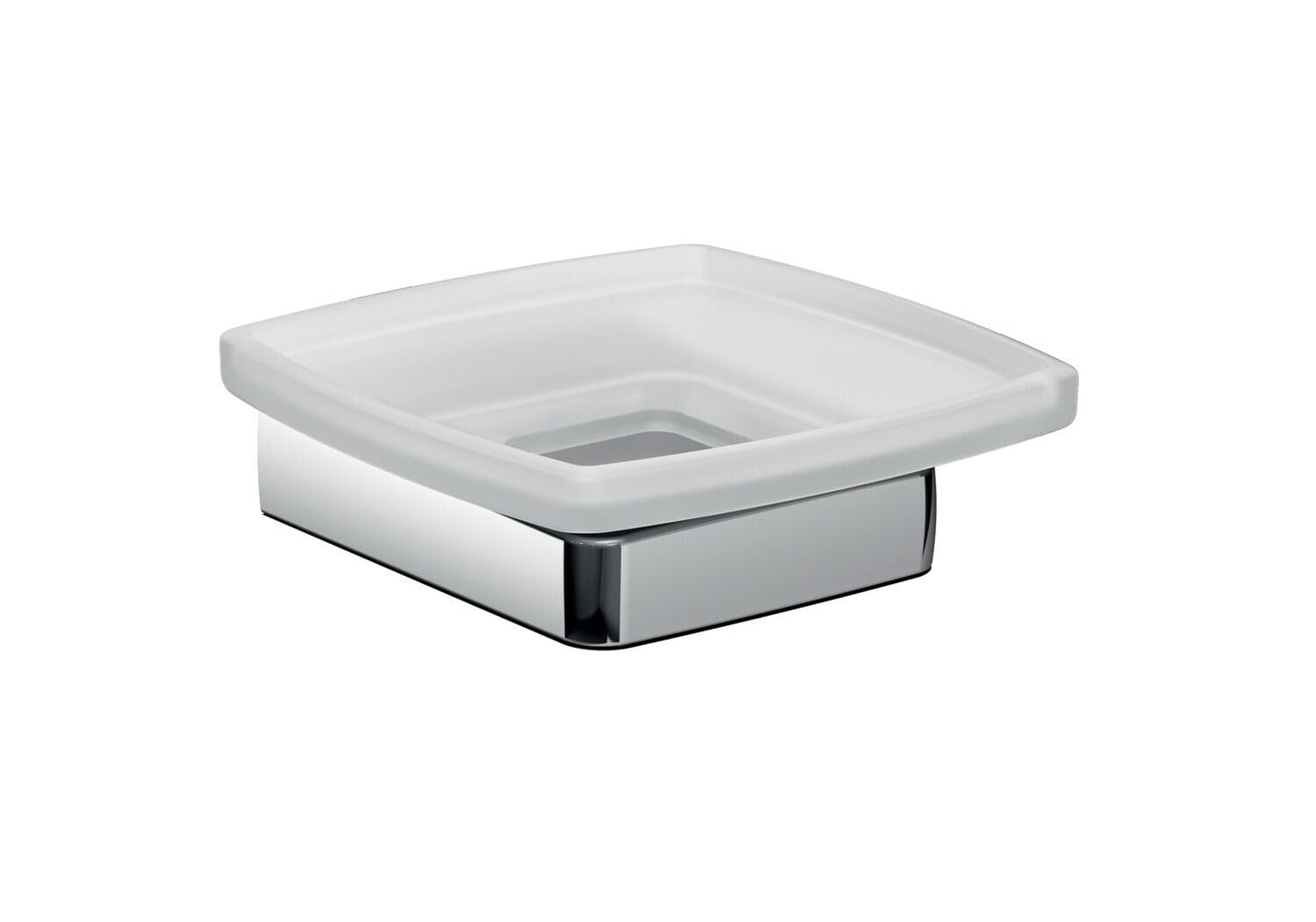 Emco Trend 023000100 Soap Dish (Satin Crystal Glass with Chrome Holder for Hand Soaps + Core Soaps, Width 120 mm) 023000100, Glass, Normal