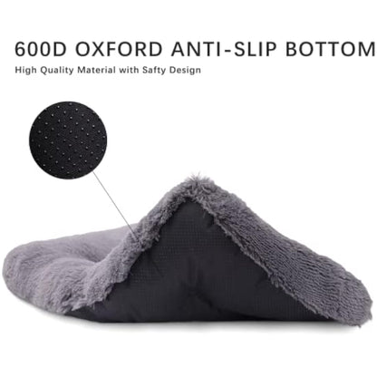 Jaspuriea Medium Dog Bed Washable Dog Crate Mattress Calming Fluffy Anti Anxiety Dog Beds Deluxe Plush Dog Mat with Anti-Slip Bottom, Dark Grey, 75x50x7cm