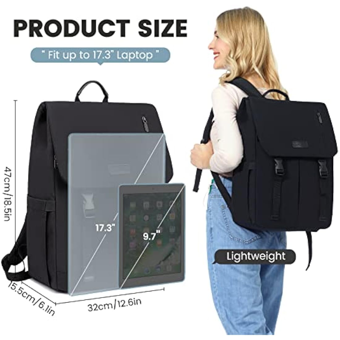 LOVEVOOK Laptop Backpack Womens Mens 17.3 inch Rucksack Bag for Ladies Waterproof High School Bags for Girls Boys Fashion Anti Theft Backpack with USB Casual Daypacks for Travel College Work