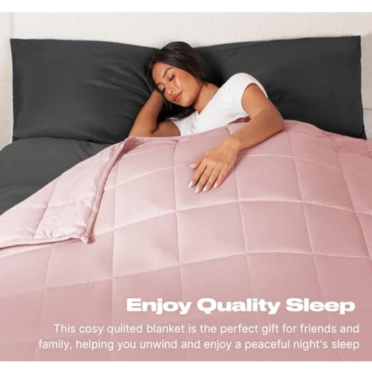 Brentfords Weighted Blanket 4kg for Adults Therapy Anxiety Autism Sensory Insomnia Stress Relief, Single - Blush Pink - 125 x 150cm - (Disclaimer Only suitable for age 3+ years)