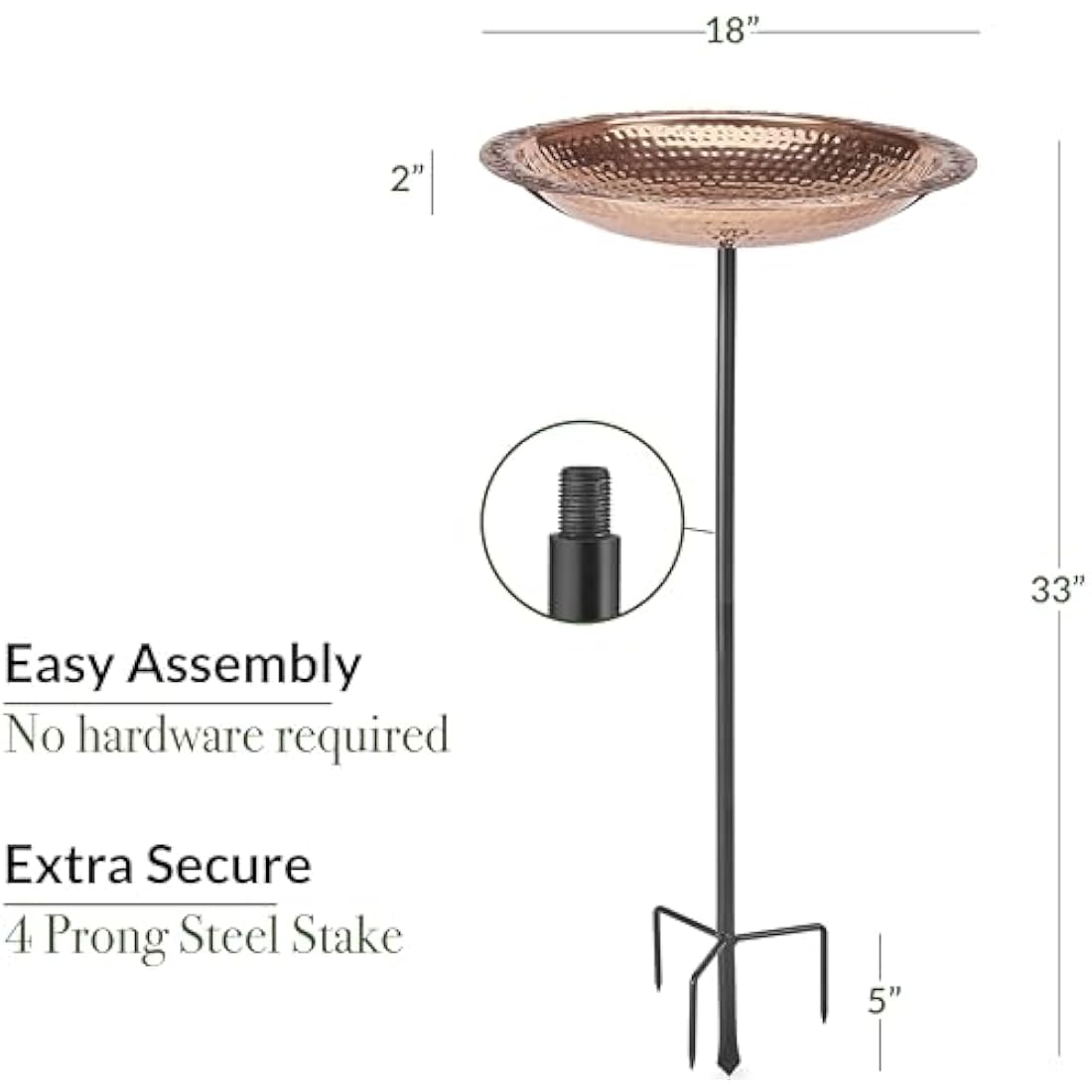 Good Directions Pure Copper 18" Bird Bath on Garden Pole by