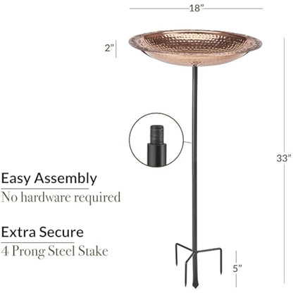Good Directions Pure Copper 18" Bird Bath on Garden Pole by
