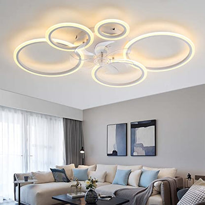 YUNZI Modern Ceiling Fan with Lamp with Remote Control LED 72W Dimmable Fan Ceiling Light Ceiling Fan Lighting for Living Room Bedroom Kitchen, 6