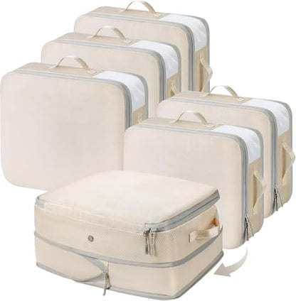 6-Pack Ultra Space Saving Self Compression Organizer - Compression Storage Bags with Zipper, Duvets Storage Organiser for Blanket, Clothing, Bedding,
