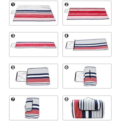 LIVEHITOP Fleece Picnic Blanket Waterproof Backing 200x200 cm - Portable Compact Thickening Extra Large Mat Rug for Camping BBQ Outdoor Indoor
