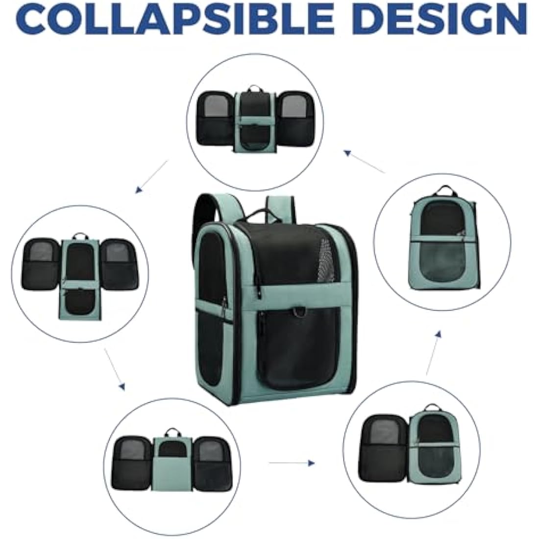 Apollo Walker Cat Carrier and Dog Carrier, for Large and Small Cat Pets (2-15 kg), Breathable Mesh Pet Carrier, Ideal for Hiking, Travel, and Outdoor Activities (Blue)