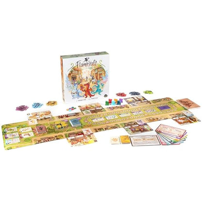 LUCKY DUCK GAMES - Flamecraft | Strategy Board Game | English Version | Dragon Fantasy | Fun Family Game for Kids and Adults | Ages 10+ | 1-5 Players | 60 Minutes