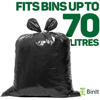 BinIt 90 Jumbo Pack Everyday 70L Eco-Friendly, Strong & Secure, Refuse Sacks, Bin Bags, Bin Liners, Recycled, Tear Resistant, 30 μm, Perfect for Everyday Household & Commercial Use