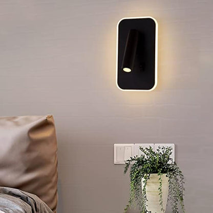 uksunvi LED Wall Mounted Lamp,Bedside Reading Wall Light,12W LED Wall Lamp, Adjustable Spotlight （3W +9W 3000K Warm Light） (2PCS Black Rectangular)