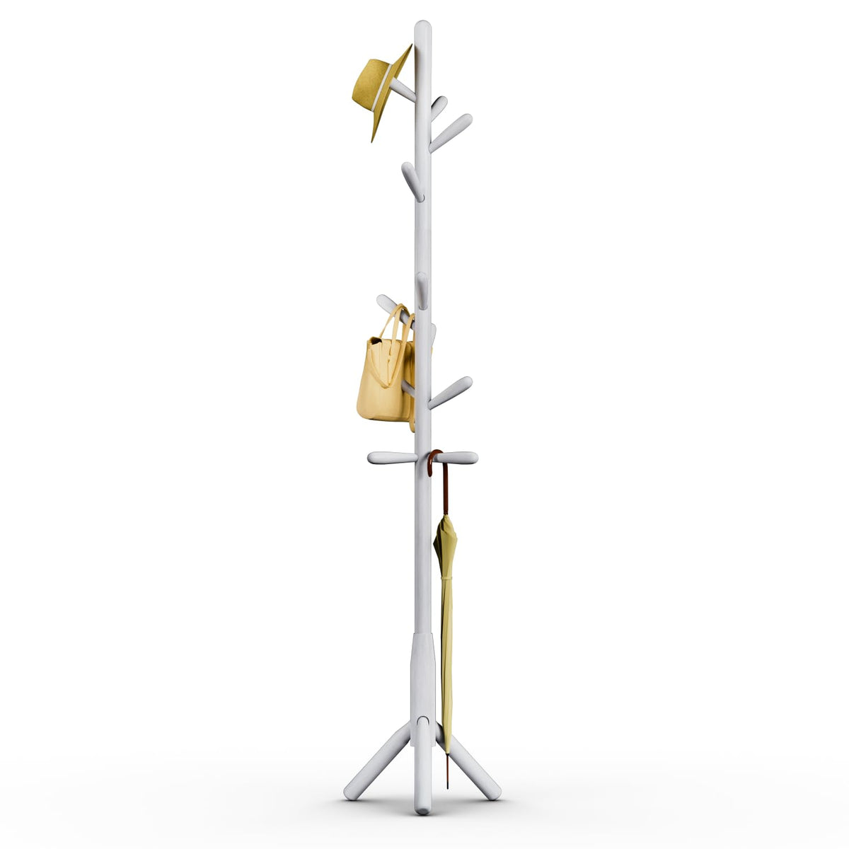 Solid Wood Coat Rack, Freestanding Tree-Shaped Coat Rack with 11 Hooks, Main Pole 1.6" dia for Clothes, Hat Stand Used in Bedroom/Office/Entryway