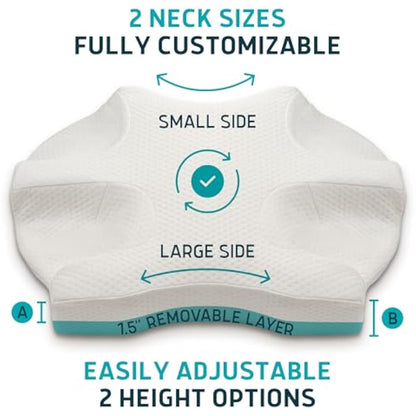 Lunderg CPAP Pillow for Side & Back Sleepers - Medium-Firm Memory Foam with Adjustable Height - 2 Pillowcases Included - Reduce Air Leaks & Mask Pressure for Better Sleep - Compatible with ALL Masks