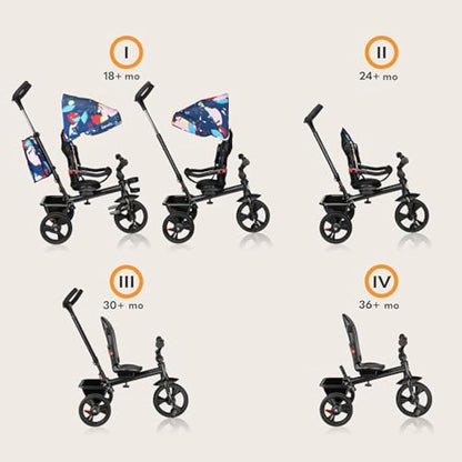 LIONELO Haari 2in1 Kids Tricycle Stroller for Toddlers 1-5 Years Up to 25kg Parent Steering Control Swivel seat Three Wheeler Bike Harness Canopy Basket Cup Holder Robust Frame Durable Wheels