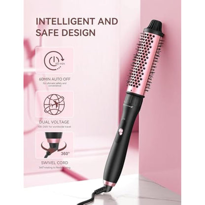 LANDOT 5-in-1 Curling Wand with Thermal Brush: Curling Iron Tongs Set & 4 Interchangeable Ceramic Barrels (9-32mm) - Adjustable Temp Instant Heat Up Long Lasting Curls