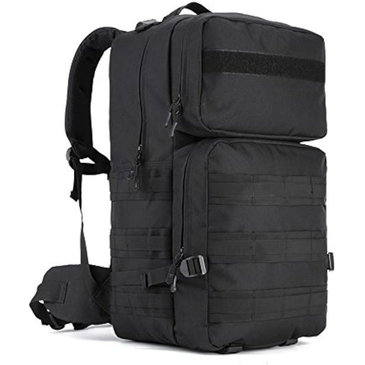 YuanWen Tactical Backpack 55L Water Resistant Military Army Combat Rucksack Trekking Rucksack MOLLE Camping Hiking Backpack Black