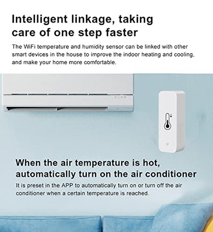 WiFi Hygrometer Thermometer Sensor: Smart Temperature Humidity Monitor, with Remote Monitor and TUYA APP Notification Alert, High Precision Indoor