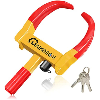 MAIKEHIGH Wheel Clamp, Heavy Duty Wheel Clamp Lock Universal Anti-Theft Locking for Cars, Caravans, Trailers, Van, Adjustable Nine-Hole with 3 Keys