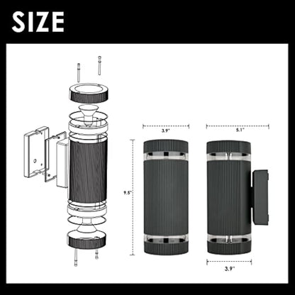 CELAVY Outdoor Wall Lights Up Down, Outside Wall Lights Mains Powered, IP65 Waterproof Porch Light Lamp Modern 3000K Aluminium, Exterior Round LED Front Door Lighting Wall Mounted for House, Grey