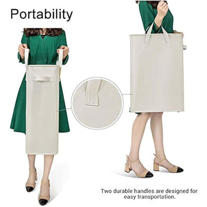 Chrislley Slim Laundry Basket Small Foldable Laundry Hamper Collapsible Washing basket Sturdy Laundry Bin with Handle