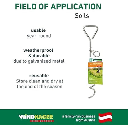 Windhager 07134, Ground Anchor, Peg Lead, Dog Stake, Spiral for Garden, 41 cm x 8 mm, galvanised, 4 x 8,5 x 41 cm