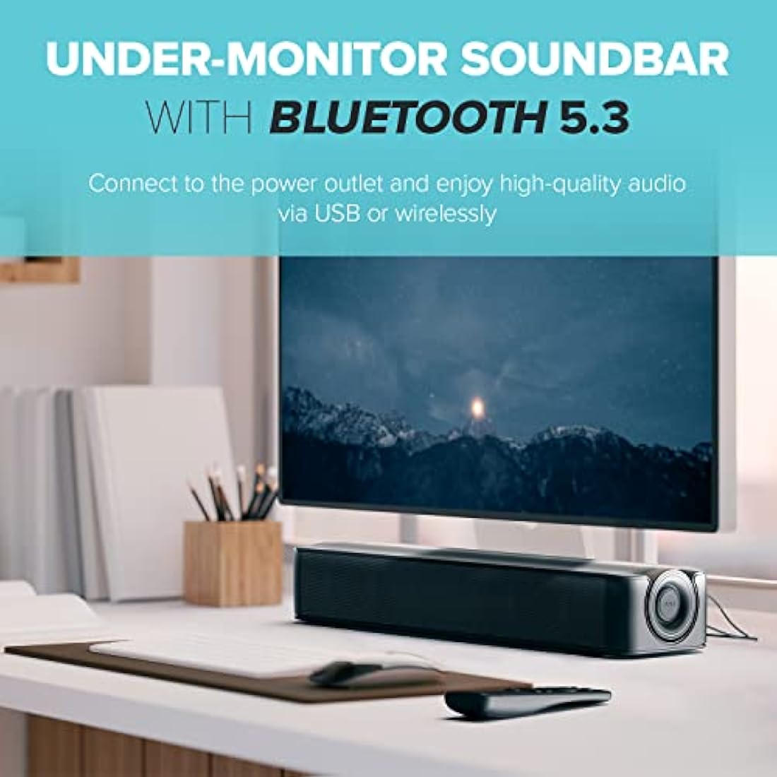 CREATIVE Stage SE Under-monitor Soundbar with USB Digital Audio and Bluetooth 5.3, Clear Dialog and Surround by Sound Blaster
