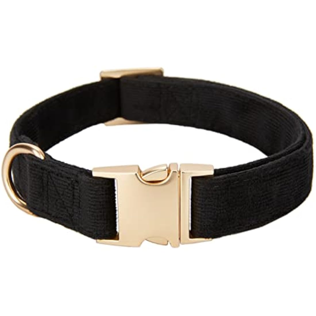 YUDOTE Ultra-soft Dog Collar Natural Cotton Corduroy Made for Medium Dogs with Sensitive Skin,Black