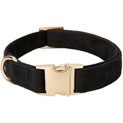 YUDOTE Ultra-soft Dog Collar Natural Cotton Corduroy Made for Large Dogs with Sensitive Skin,Black