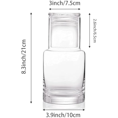 RILOST Bedside Water Carafe, Modern Night Water Pitcher with Glass Cup for Nightstand, Mouthwash Dispenser with Tumbler Lid for Bedroom, Bathroom