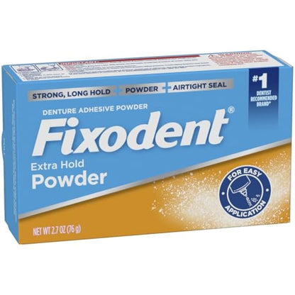 Fixodent Extra Hold Denture Adhesive Powder 2.7 Oz (Pack of 4)
