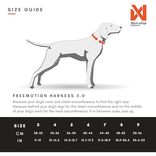 Non-stop dogwear Freemotion harness 5.0 Dog Pulling Harness for Sports like Running, Biking and Skiing with Dogs, Professional Adjustable Dog Harness, Orange/Black, Size 6