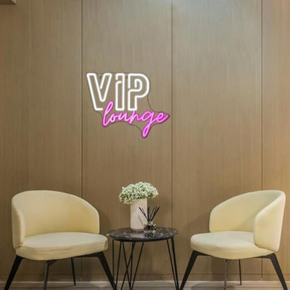 VIP Lounge Neon Signs for Wall Decor VIP LED Neon Light for Room Decor Pink White Led Light up Sign with USB Powered for Office Hotel Pub Cafe Game Room Home Decor