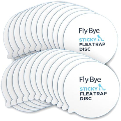 Fly-Bye Flea Trap Sticky Discs (24 Pack) – Non-Toxic Replacement Pads for Home Fleas Trap – Safe Alternative to Flea Sprays & Bombs