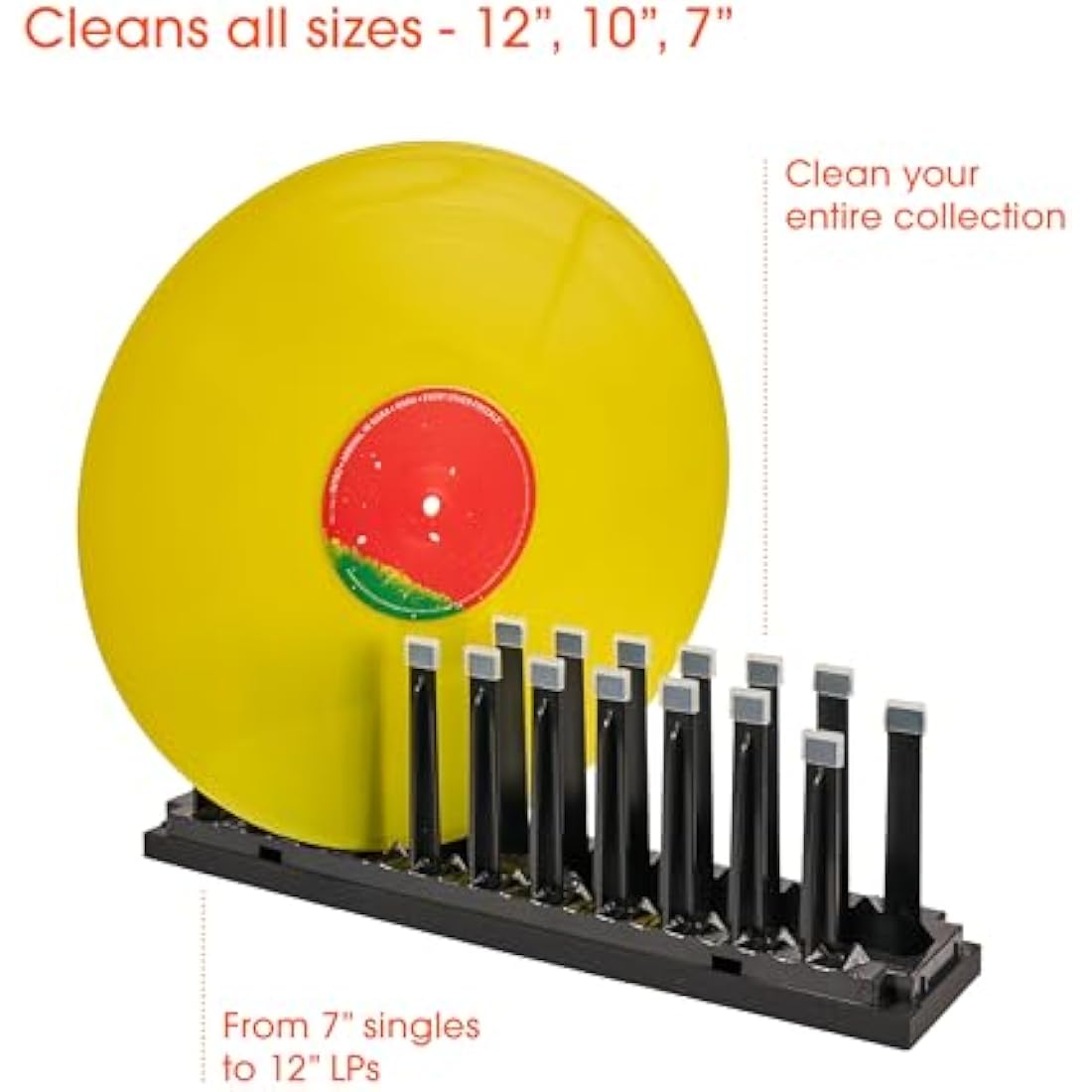 Vinyl Record Cleaner Kit by SPINCARE | Record Cleaning Machine Includes Washer Solution Drying Rack & Accessories | Cleans 500 LPs & Protects Labels