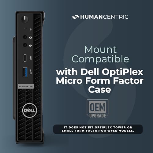 HumanCentric Mount Compatible with Dell OptiPlex Micro Form Factor Case, VESA, Under Desk and Wall Mount Fits MFF 3040, 3046, 3050, 3060, 3070, 3080, 5050, 5060, 5070, 7040, 7050, 7060, 7070, More