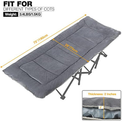 REDCAMP XL Mattress for Camp Bed, Soft Comfortable Cotton Thick Camping Mattress Single Sleeping Mattress Pad (Dark Grey)