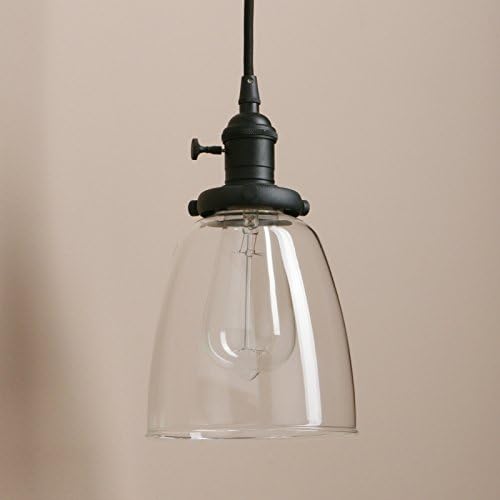PathsOn Industrial Modern Vintage Loft Bar Kitchen 3 Lights Pendant Light Fittings Cluster Chandelier Glass Lampshade Hanging Ceiling Lamp Light Fixture for Living Room Dining Room Bedroom (Black)