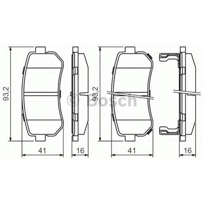 Bosch BP1051 - Brake Pads Car Rear Axle - Bosch Quality - Reduced Noise and Dust - ECE-R90 Certified - Copper-Free - 1 Set of 4 Pads