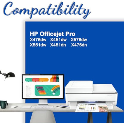 Jagute 970XL 971XL Ink Cartridges Replacement for HP 970 XL 971 XL Ink Cartridge Compatible with HP Officejet Pro X476dw X451dw X576dw X551dw X451dn X476dn X576dn X476 X576 X551 X451 Printers 4 pack