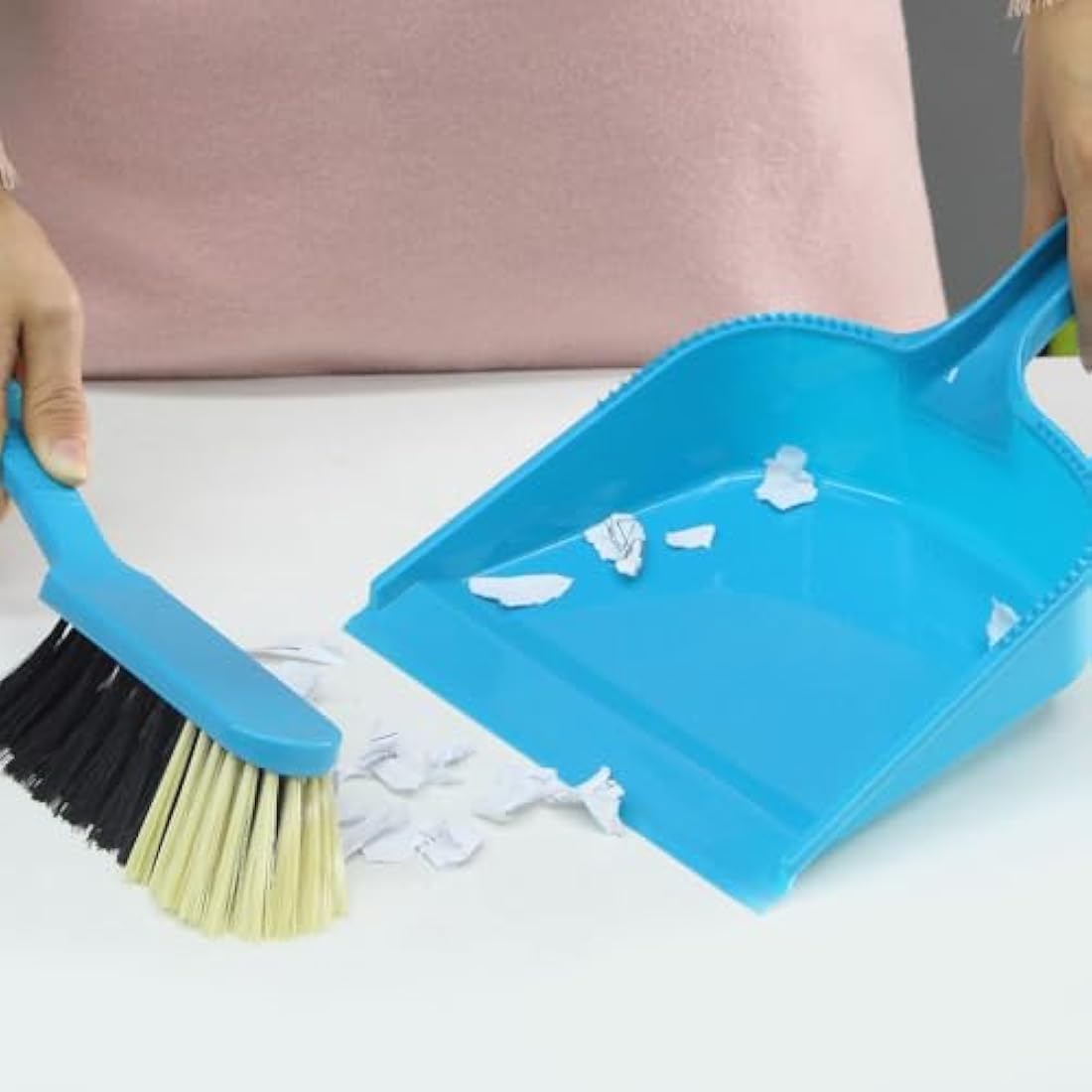 MR.SIGA Dustpan and brush set - Pack of 2, Blue & Grey