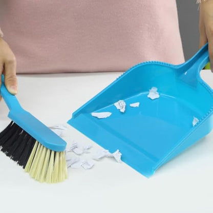 MR.SIGA Dustpan and brush set - Pack of 2, Blue & Grey