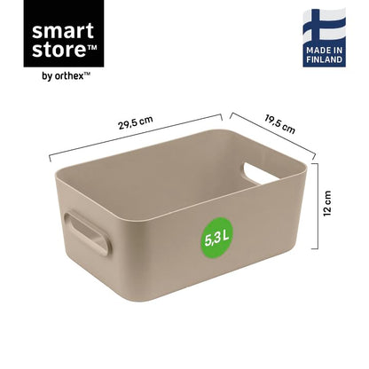 SmartStore Medium Plastic Storage Box with Handles 3× 5.3 L | Organiser Basket for Bathroom, Laundry, Kitchen, Office Drawers and Shelves